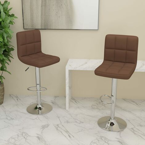 Lot de 2 Tabourets de bar,Chaises hautes de bar luxueuses marron tissu -76453 (1/5)