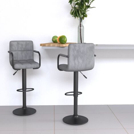 Lot de 2 Tabourets de bar,Chaises hautes de bar luxueuses gris clair velours -38803 (1/5)