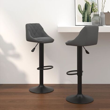 Lot de 2 Tabourets de bar,Chaises hautes de bar luxueuses gris foncé velours -77717 (1/5)