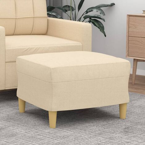 Repose-pied, Tabouret Pouf, Tabouret Bas pour Salon ou Chambre Crème 60x50x41 cm Tissu LKF68041 (1/5)