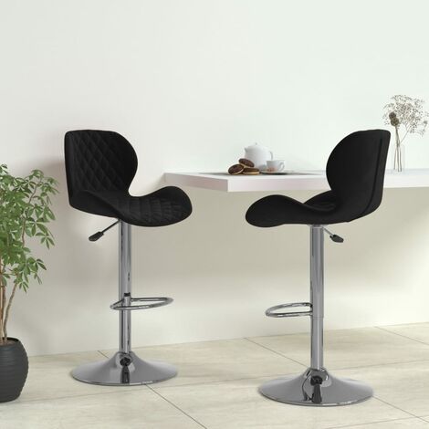 Lot de 2 Tabourets de bar,Chaises hautes de bar luxueuses noir velours -41365 (1/5)