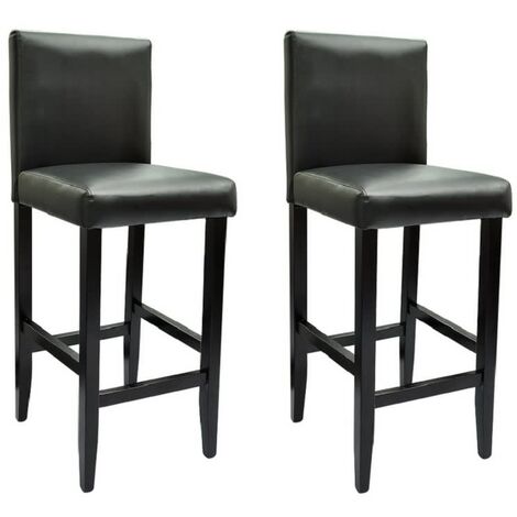 Lot de 2 Tabourets de bar,Chaises hautes de bar luxueuses noir similicuir -52702 (1/5)