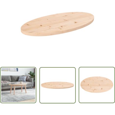 The Living Store Dessus de table 70x35x2,5 cm bois de pin massif ovale - Dessus De Table - Plateau De Table - Bois De Pin - Dessus De Table En Bois - Mobilier (1/5)