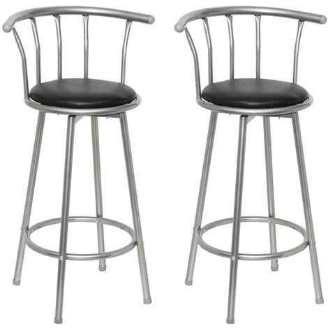 Lot de 2 Tabourets de bar,Chaises hautes de bar luxueuses noir similicuir -44641 (1/5)