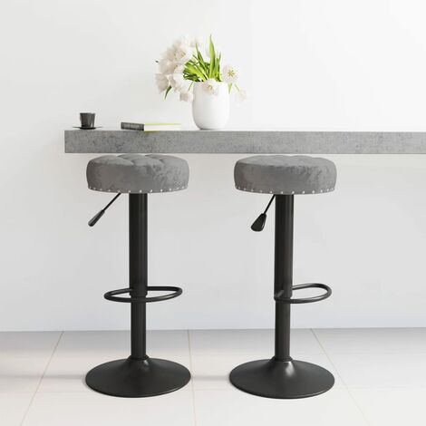 Lot de 2 Tabourets de bar,Chaises hautes de bar luxueuses gris foncé velours -73450 (1/5)