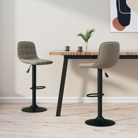 Lot de 2 Tabourets de bar,Chaises hautes de bar luxueuses gris clair velours -54078 (1/5)