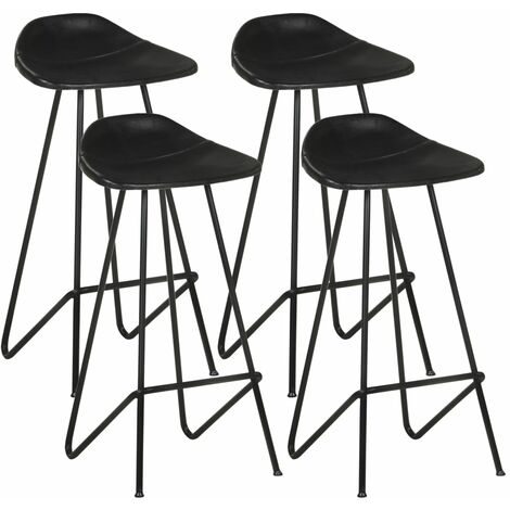 Lot de 4 Tabourets de bar,Chaises hautes de bar luxueuses noir cuir véritable -90059 (1/5)