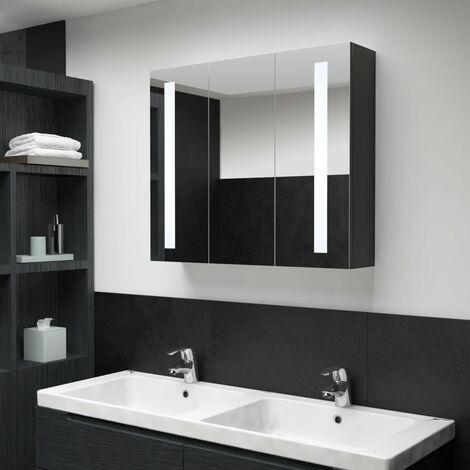 Armoire murale à miroir de salle de bain Armoire Toilette Moderne avec miroir LED 89x14x62 cm -67778