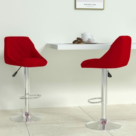 Lot de 2 Tabourets de bar,Chaises hautes de bar luxueuses rouge bordeaux velours -36737 (1/5)