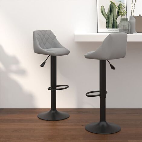 Lot de 2 Tabourets de bar,Chaises hautes de bar luxueuses gris clair velours -68897 (1/5)