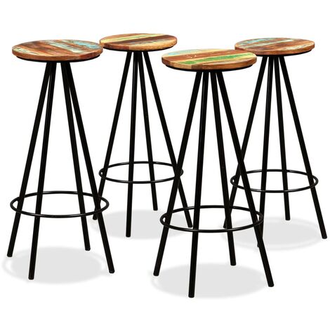 Lot de 4 Tabourets de bar,Chaises hautes de bar luxueuses bois massif de récupération -72099 (1/5)