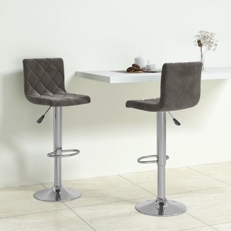 Lot de 2 Tabourets de bar Tabourets Chaises Hauts pour Cuisine, Bar gris foncé velours -QS20617 (1/5)