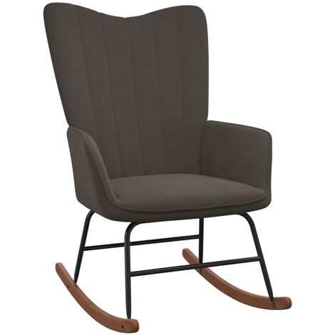 Chaise à bascule/Fauteuil à bascule,Grand confort Gris foncé Velours -FR71823 (1/5)