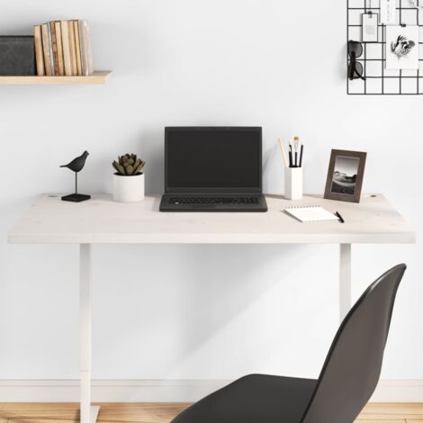 Dessus de bureau Plateau de table Dessus de table blanc 100x60x2,5 cm bois massif de pin 69627 (1/5)
