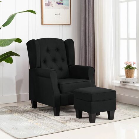 Fauteuil Relax - Chaise avec repose-pied confortable Noir Tissu pour salon -BV67954 (1/5)