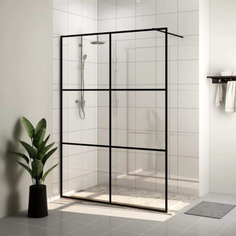 Paroi de douche avec verre ESG transparent 140x195 cm Noir (1/5)