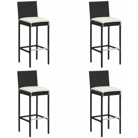 Lot de 4 Tabourets de bar de jardin,Chaises hautes de Jardin et coussins résine tressée -79474 (1/5)