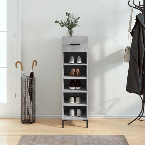 Meuble à Chaussures Armoire à Chaussures Meuble d'entrée gris béton 30x35x105 cm bois d'ingénierie 32083 (1/5)