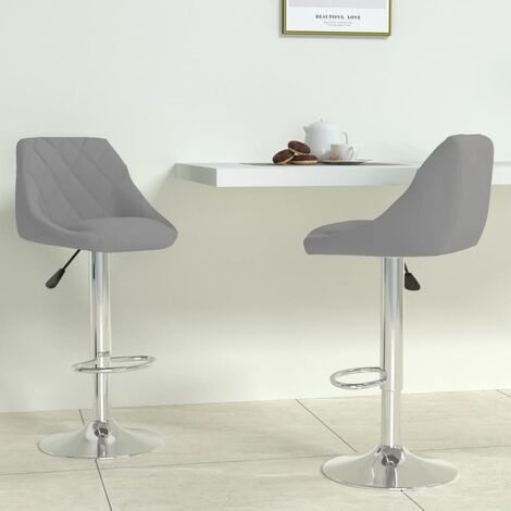 Lot de 2 Tabourets de bar,Chaises hautes de bar luxueuses gris clair velours -88287 (1/5)