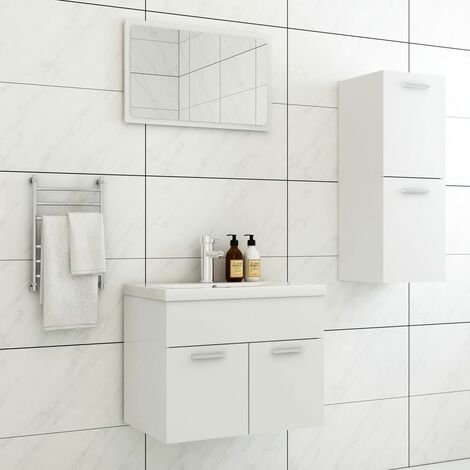 Ensemble de meubles de salle de bain,Mobilier de salle de bain,Armoire de rangement Blanc Aggloméré CNENE296944 (1/5)