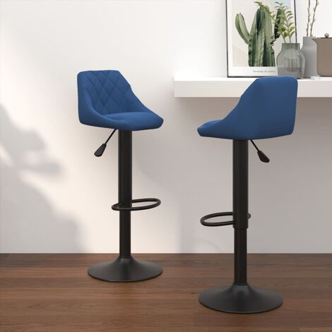 Lot de 2 Tabourets de bar Style Contemporain  Chaises de bar Bleu Velours 32110 (1/5)