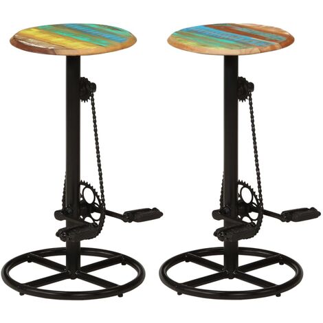 Lot de 2 Tabourets de bar,Chaises hautes de bar luxueuses bois massif de récupération -18058 (1/5)