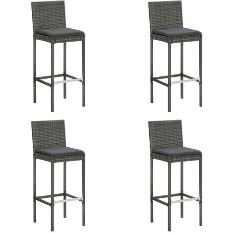 Lot de 4 Tabourets de bar de jardin,Chaises hautes de Jardin et coussins résine tressée -44023 (1/5)