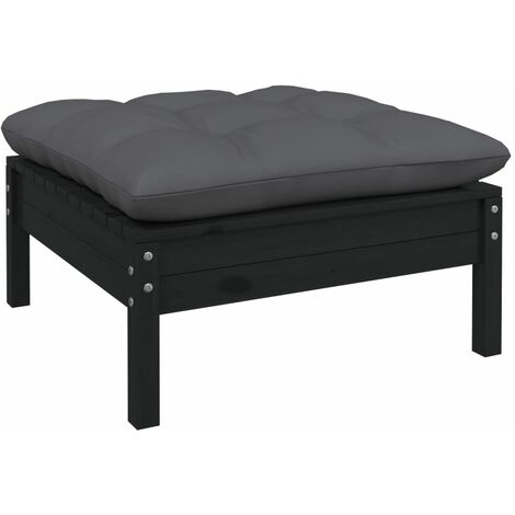 Repose-pied,Tabouret de pied,Pouf de jardin avec coussin anthracite Bois de pin Noir CNENE939132 (1/5)