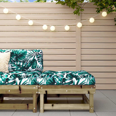 Repose-pied de jardin, Tabouret Pouf, Tabouret Bas avec coussin bois de pin imprégné LKF86547 (1/5)