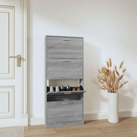 Armoire à chaussures,Meuble à chaussures,Etagère de Rangements Sonoma gris 59x17x150 cm Bois d'ingénierie HYB84891 (1/5)