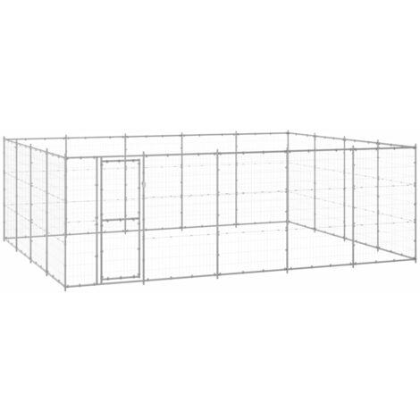 Chenil d'extérieur pour chiens Parc enclos pour animaux - Acier galvanisé 24,2 m² BV845926 - BonneVie (1/5)