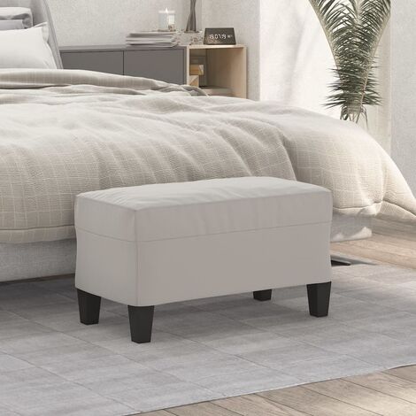 Banc gris clair 70x35x41 cm tissu microfibre (1/5)