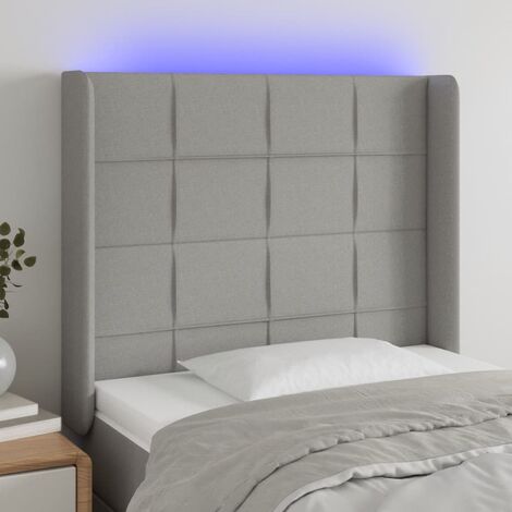 Tête de lit à LED Panneau de lit pour Lit adult Décoration murale Gris clair 93x16x118/128 cm Tissu RJYKXR730558 (1/5)