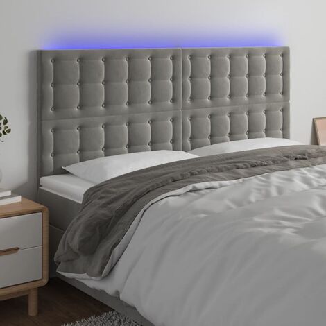 Tête de lit Décoratif à LED Gris clair 160x5x118/128 cm Velours -BV62601 (1/5)