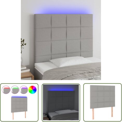 The Living Store Tête de lit à LED Gris clair 100x5x118/128 cm Tissu - Tête De Lit Led - Têtière Lumineuse - Têtière Décorative - Éclairage Led - Chaise Lit (1/5)