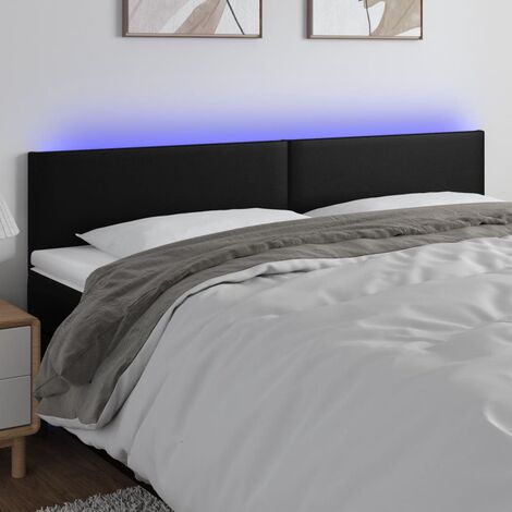 Tête de lit Décoratif à LED Noir 180x5x78/88 cm Similicuir -BV59796 (1/5)