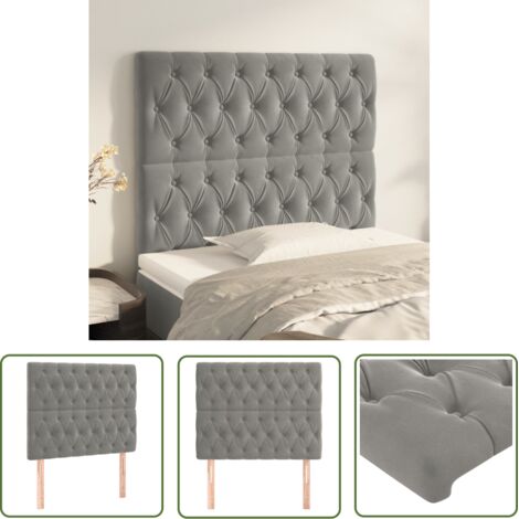 The Living Store Têtes de lit 2 pcs Gris clair 90x7x78/88 cm Velours - Tête De Lit - Tête De Lit Velours - Tête De Lit Ajustable - Têtes De Lit Double - Literie (1/5)