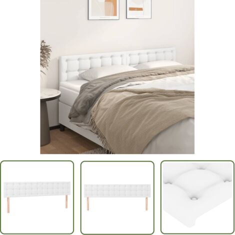 The Living Store Têtes de lit 2 pcs Blanc 100x5x78/88 cm Similicuir - Tête De Lit - Tête De Lit Blanche - Tête De Lit Moderne - Tête De Lit Rembourrée - Literie (1/5)