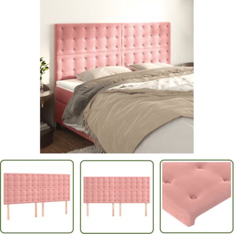 The Living Store Têtes de lit 4 pcs Rose 100x5x78/88 cm Velours - Tête De Lit - Tête De Lit Velours - Meuble Chambre - Literie - Décoration Chambre (1/5)