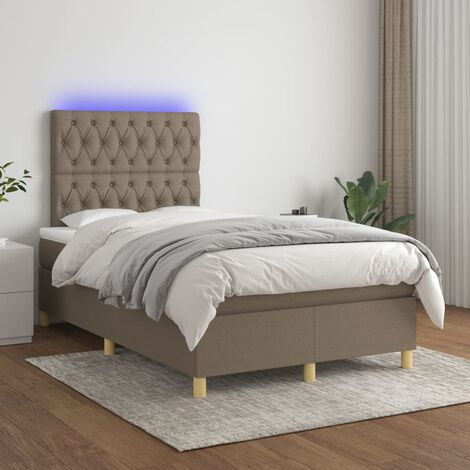 Sommier tapissier avec matelas et LED, Ensemble de lit tapissier, Lit Adulte Chambre Intérieur Taupe 120x200 cm Tissu XZZ620929 (1/5)