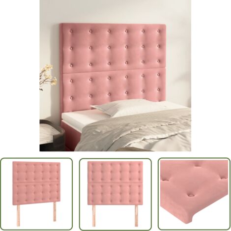 The Living Store Têtes de lit 2 pcs Rose 100x5x78/88 cm Velours - Tête De Lit - Tête De Lit Velours - Meuble Chambre - Literie - Décoration Chambre (1/5)