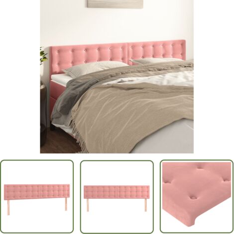 The Living Store Têtes de lit 2 pcs Rose 100x5x78/88 cm Velours - Tête De Lit - Têtes De Lit - Tête De Lit Rembourrée - Tête De Lit Chambre À Coucher - Lit Double (1/5)