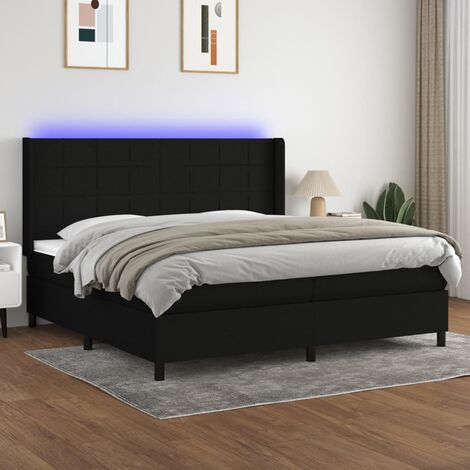 Sommier tapissier et matelas et LED Sommier pour Adulte et Enfant Lit adulte Noir 200x200 cm Tissu XRKJY8533172 (1/5)
