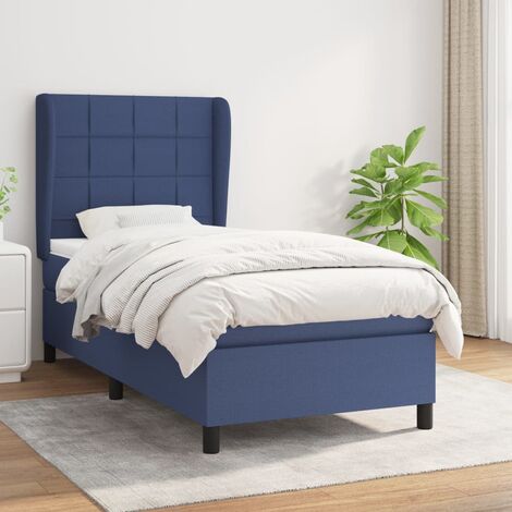 Lit Adulte moderne, Lit à sommier tapissier avec matelas Bleu 90x200 cm Tissu GSW71993 (1/5)