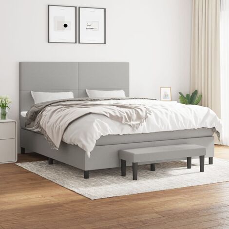Lit adulte,Lit avec Sommier et Matelas confortable pour Chambre,Ensemble Lit à sommier tapissier Gris clair 180x200cm Tissu -BVN64827 (1/5)