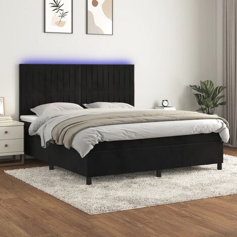 Sommier tapissier avec matelas et LED Sommier pour Adulte et Enfant Lit adulte Noir 160x200 cm Velours XRKJY3953892 (1/5)