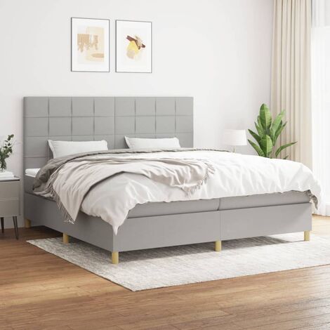 Lit adulte Durable,Lit à sommier Tapissier + Matelas Gris clair 200x200cm Tissu -72514 (1/5)