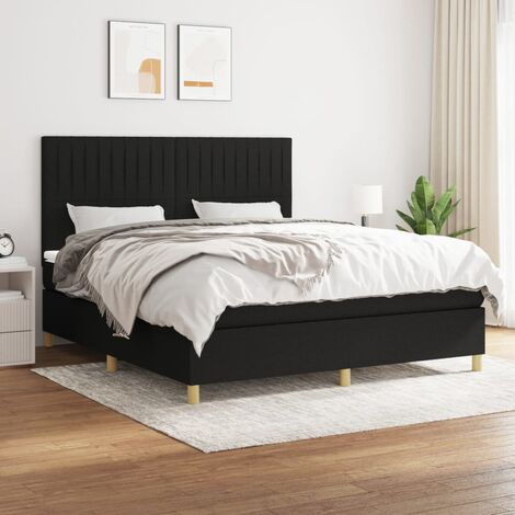 Lit Adulte moderne, Lit à sommier tapissier avec matelas Noir 180x200 cm Tissu GSW25256 (1/5)