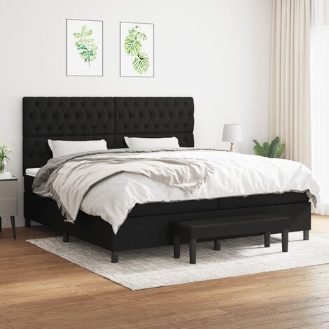 Lit double Lit à sommier tapissier avec matelas Lit Adulte Noir 200x200 cm Tissu BVM90279 (1/5)