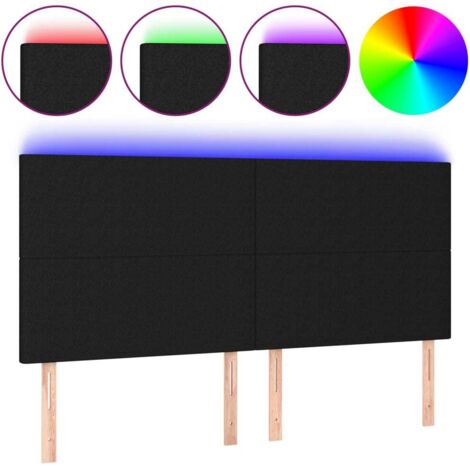 Tête de lit à LED  Panneau de lit pour Lit adult  Décoration murale Noir 200x5x118/128 cm Tissu RJYKXR869172 (1/5)
